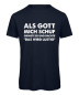 Preview: Lustiges T-Shirt mit dem Spruch: „Als Gott mich schuf, grinste er und dachte: Das wird lustig“ Marineblau